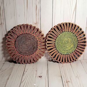 VINTAGE Wicker Straw Trivets Potholders Boho